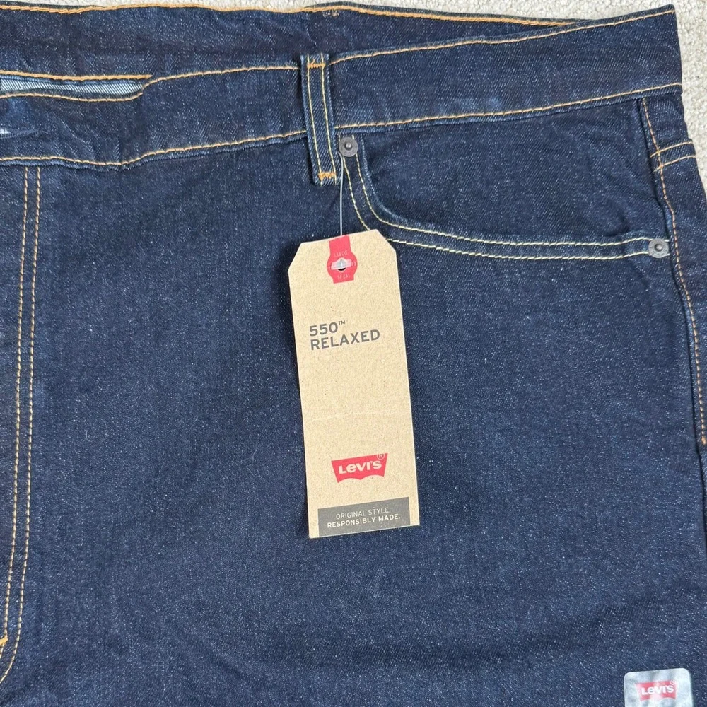 NEW Levi's 550 Mens 54x32 Relaxed Fit Tapered Leg Dark Wash Stretch Blue Jeans